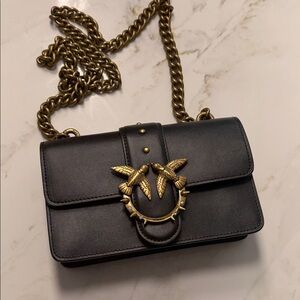 Pinko Black Crossbody Bag with Gold Chain